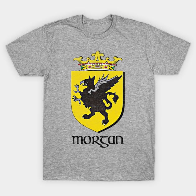 Morgan Name / Faded Style Family Crest Coat Of Arms Design T-Shirt by feck!